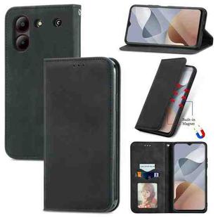 For ZTE Blade A54 Retro Skin Feel Magnetic Leather Phone Case(Black)