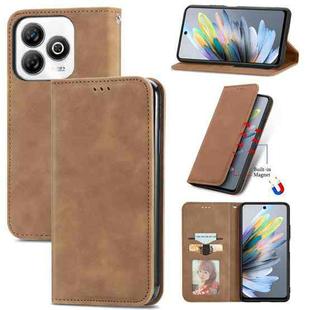 For ZTE Blade A75 4G Retro Skin Feel Magnetic Leather Phone Case(Brown)