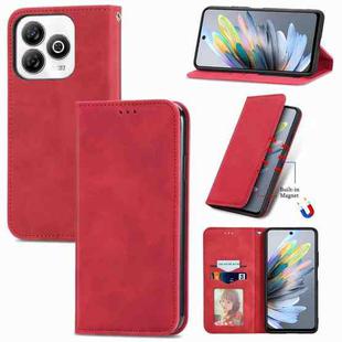 For ZTE Blade A75 4G Retro Skin Feel Magnetic Leather Phone Case(Red)