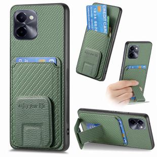 For vivo Y100i Carbon Fiber Card Bag Fold Stand Phone Case(Green)