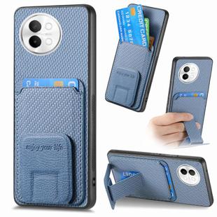 For vivo S18e Carbon Fiber Card Bag Fold Stand Phone Case(Blue)