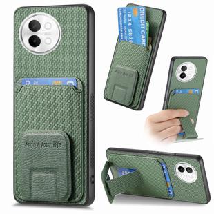 For vivo S18e Carbon Fiber Card Bag Fold Stand Phone Case(Green)