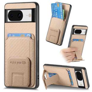 For Google Pixel 6 Carbon Fiber Card Bag Fold Stand Phone Case(Khaki)
