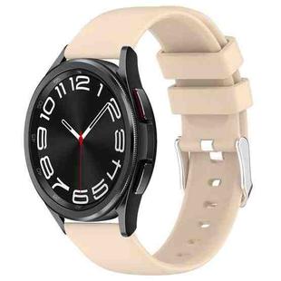 For Samsung Galaxy Watch 6 Classic 47mm 20mm Smooth Solid Color Silicone Watch Band(Beige)