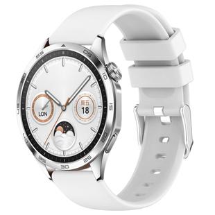 For Huawei Watch GT4 41mm 20mm Smooth Solid Color Silicone Watch Band(White)