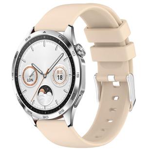 For Huawei Watch GT4 41mm 20mm Smooth Solid Color Silicone Watch Band(Beige)