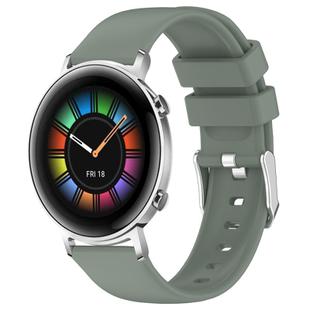 For Huawei Watch GT2 42mm 20mm Smooth Solid Color Silicone Watch Band(Olive Green)