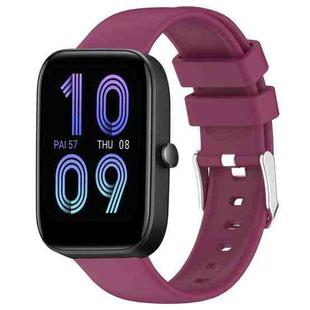 For Amazfit Bip 3 20mm Smooth Solid Color Silicone Watch Band(Burgundy)