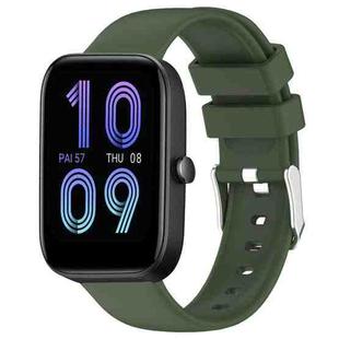 For Amazfit Bip 3 20mm Smooth Solid Color Silicone Watch Band(Army Green)