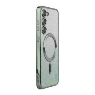 For Samsung Galaxy S23 5G ENKAY Hat-Prince Magnetic Glitter Plated TPU Phone Case with Lens Film(Green)