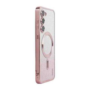 For Samsung Galaxy S23+ 5G ENKAY Hat-Prince Magnetic Glitter Plated TPU Phone Case with Lens Film(Pink)