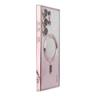 For Samsung Galaxy S25 Ultra 5G ENKAY Hat-Prince Magnetic Glitter Plated TPU Phone Case with Lens Film(Pink)