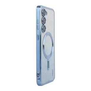 For Samsung Galaxy S25+ 5G ENKAY Hat-Prince Magnetic Glitter Plated TPU Phone Case with Lens Film(Blue)