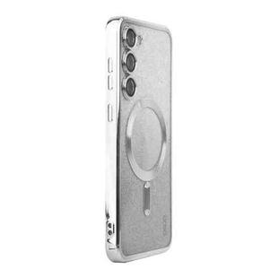 For Samsung Galaxy S25+ 5G ENKAY Hat-Prince Magnetic Glitter Plated TPU Phone Case with Lens Film(Silver)