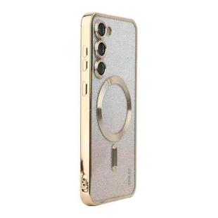 For Samsung Galaxy S25 5G ENKAY Hat-Prince Magnetic Glitter Plated TPU Phone Case with Lens Film(Golden)