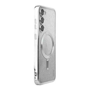 For Samsung Galaxy S25 5G ENKAY Hat-Prince Magnetic Glitter Plated TPU Phone Case with Lens Film(Silver)