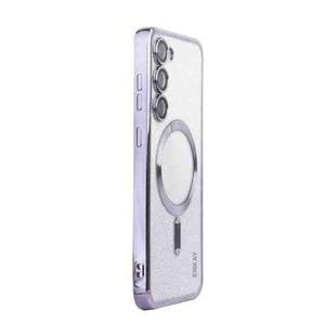 For Samsung Galaxy S25 5G ENKAY Hat-Prince Magnetic Glitter Plated TPU Phone Case with Lens Film(Purple)