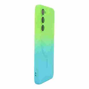 For Samsung Galaxy S23 5G ENKAY Hat-Prince MagSafe Rainbow Gradient Silicone Phone Case with Lens Film(Green Blue)
