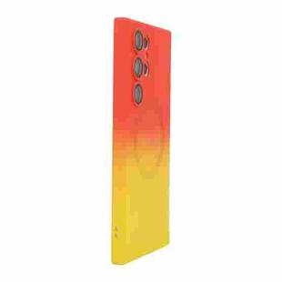 For Samsung Galaxy S25 Ultra 5G ENKAY Hat-Prince MagSafe Rainbow Gradient Silicone Phone Case with Lens Film(Orange Yellow)