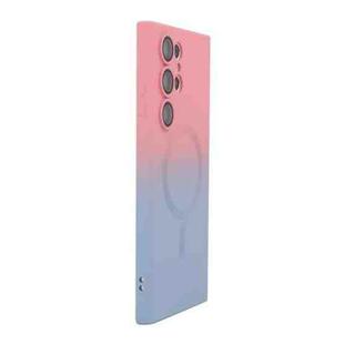For Samsung Galaxy S25 Ultra 5G ENKAY Hat-Prince MagSafe Rainbow Gradient Silicone Phone Case with Lens Film(Pink Blue)