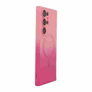 For Samsung Galaxy S25 Ultra 5G ENKAY Hat-Prince MagSafe Rainbow Gradient Silicone Phone Case with Lens Film(Pink Rose)