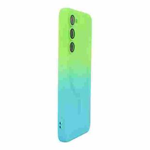 For Samsung Galaxy S25+ 5G ENKAY Hat-Prince MagSafe Rainbow Gradient Silicone Phone Case with Lens Film(Green Blue)