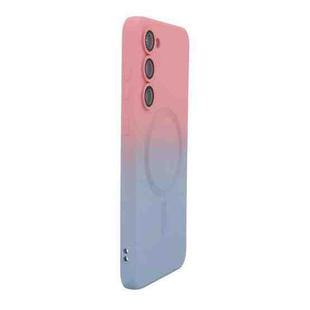 For Samsung Galaxy S25 5G ENKAY Hat-Prince MagSafe Rainbow Gradient Silicone Phone Case with Lens Film(Pink Blue)