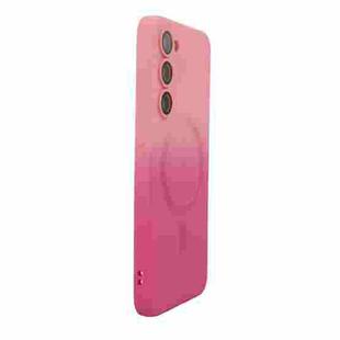 For Samsung Galaxy S25 5G ENKAY Hat-Prince MagSafe Rainbow Gradient Silicone Phone Case with Lens Film(Pink Rose)