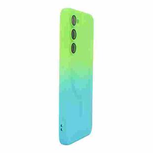 For Samsung Galaxy S25 5G ENKAY Hat-Prince MagSafe Rainbow Gradient Silicone Phone Case with Lens Film(Green Blue)