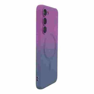 For Samsung Galaxy S25 5G ENKAY Hat-Prince MagSafe Rainbow Gradient Silicone Phone Case with Lens Film(Purple Blue)