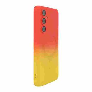 For Samsung Galaxy A55 ENKAY Hat-Prince MagSafe Rainbow Gradient Silicone Phone Case with Lens Film(Orange Yellow)