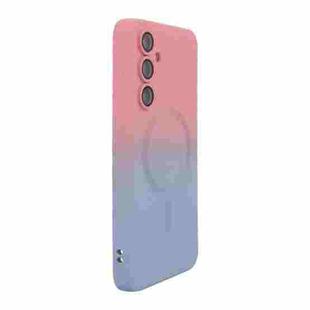 For Samsung Galaxy A55 ENKAY Hat-Prince MagSafe Rainbow Gradient Silicone Phone Case with Lens Film(Pink Blue)