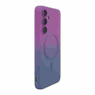 For Samsung Galaxy A14 ENKAY Hat-Prince MagSafe Rainbow Gradient Silicone Phone Case with Lens Film(Purple Blue)