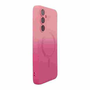 For Samsung Galaxy A15 ENKAY Hat-Prince MagSafe Rainbow Gradient Silicone Phone Case with Lens Film(Pink Rose)