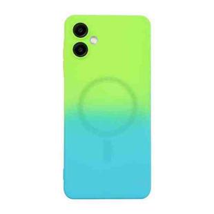 For Samsung Galaxy A06 4G / 5G ENKAY Hat-Prince MagSafe Rainbow Gradient Silicone Phone Case with Lens Film(Green Blue)