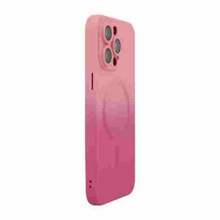For iPhone 13 Pro Max ENKAY Hat-Prince MagSafe Rainbow Gradient Silicone Phone Case with Lens Film(Pink Rose)