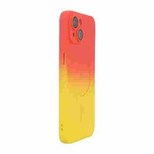 For iPhone 13 ENKAY Hat-Prince MagSafe Rainbow Gradient Silicone Phone Case with Lens Film(Orange Yellow)