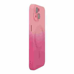 For iPhone 13 ENKAY Hat-Prince MagSafe Rainbow Gradient Silicone Phone Case with Lens Film(Pink Rose)