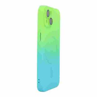 For iPhone 13 ENKAY Hat-Prince MagSafe Rainbow Gradient Silicone Phone Case with Lens Film(Green Blue)