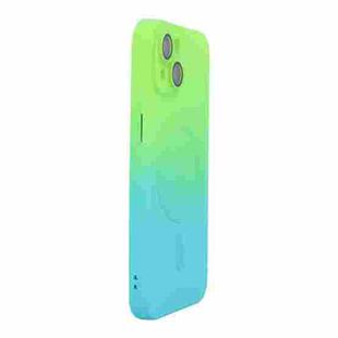 For iPhone 14 Plus ENKAY Hat-Prince MagSafe Rainbow Gradient Silicone Phone Case with Lens Film(Green Blue)