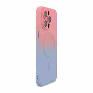 For iPhone 15 Pro Max ENKAY Hat-Prince MagSafe Rainbow Gradient Silicone Phone Case with Lens Film(Pink Blue)