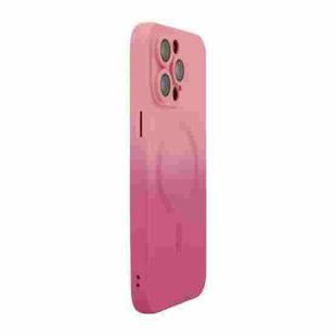 For iPhone 16 Pro ENKAY Hat-Prince MagSafe Rainbow Gradient Silicone Phone Case with Lens Film(Pink Rose)