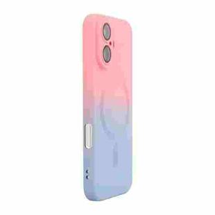 For iPhone 16 ENKAY Hat-Prince MagSafe Rainbow Gradient Silicone Phone Case with Lens Film(Pink Blue)