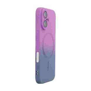 For iPhone 16 ENKAY Hat-Prince MagSafe Rainbow Gradient Silicone Phone Case with Lens Film(Purple Blue)