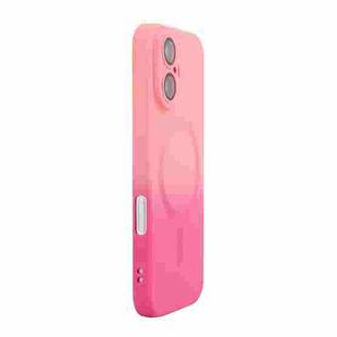 For iPhone 16 Plus ENKAY Hat-Prince MagSafe Rainbow Gradient Silicone Phone Case with Lens Film(Pink Rose)