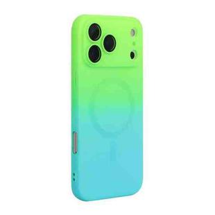 For iPhone 17 Pro Max ENKAY Hat-Prince MagSafe Rainbow Gradient Silicone Phone Case with Lens Film(Green Blue)