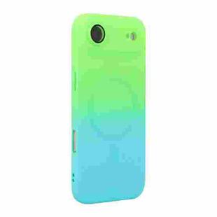 For iPhone Air ENKAY Hat-Prince MagSafe Rainbow Gradient Silicone Phone Case with Lens Film(Green Blue)