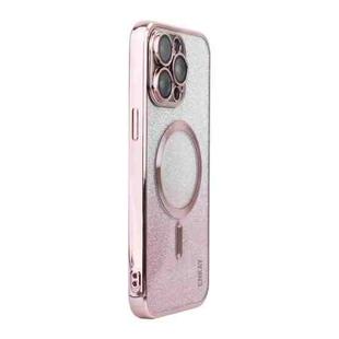 For iPhone 13 Pro Max ENKAY Hat-Prince Magnetic Glitter Plated Shockproof Phone Case with Lens Film(Pink)