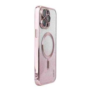 For iPhone 13 Pro ENKAY Hat-Prince Magnetic Glitter Plated Shockproof Phone Case with Lens Film(Pink)