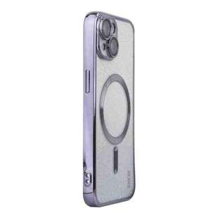 For iPhone 13 ENKAY Hat-Prince Magnetic Glitter Plated Shockproof Phone Case with Lens Film(Purple)